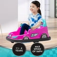 thumbnail image 4 of Kid Trax 6V Bumper Car Ride-On Toy, Pink, 360° Spin with LED Lights, Soft Bumpers, Safety Belt, 4 of 10