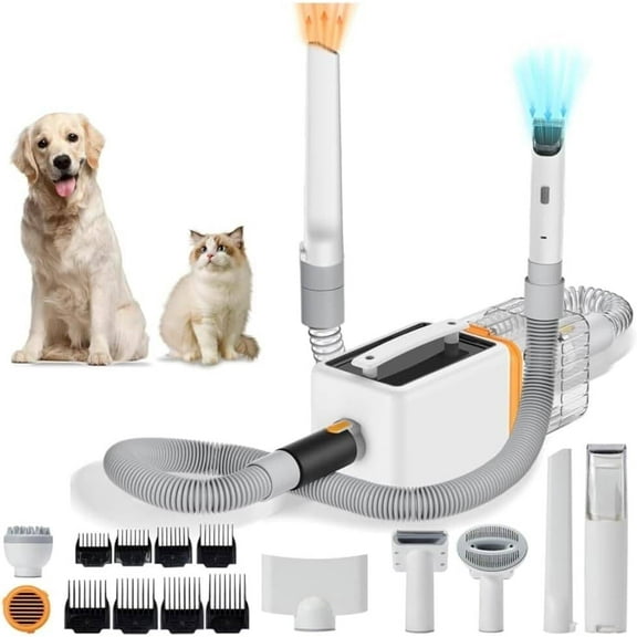 EROMMY 3-in-1 Dog Grooming Kit, Pet Hair Removal Tool, 15000pa Pet Grooming Vacuum for Dogs, 7 Suction Levels and 6 Grooming Tools Provide Pets with a Delightful Grooming Experience