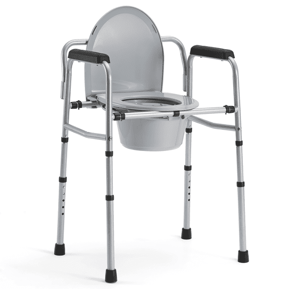 MaxKare 3 in 1 Bedside Commode Chair, Used as Raised Toilet Seat, Shower Chair, Toilet, with Handle, Removable Bucket, Adjustable Height, Support up to 300lbs