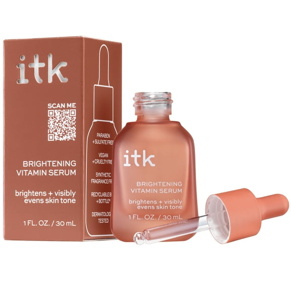 ITK Skincare Brightening Vitamin C Serum with Niacinamide for All Skin Types, 1 oz