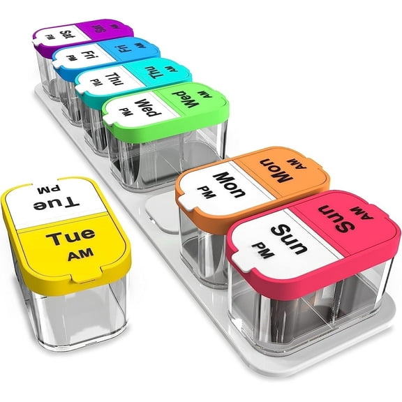 Extra Large Weekly Pill Organizer 2 Times A Day, Pill Box 7 Day Am Pm to Hold Daily Medicine Vitamin and Supplements