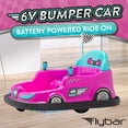 thumbnail image 3 of Kid Trax 6V Bumper Car Ride-On Toy, Pink, 360° Spin with LED Lights, Soft Bumpers, Safety Belt, 3 of 10
