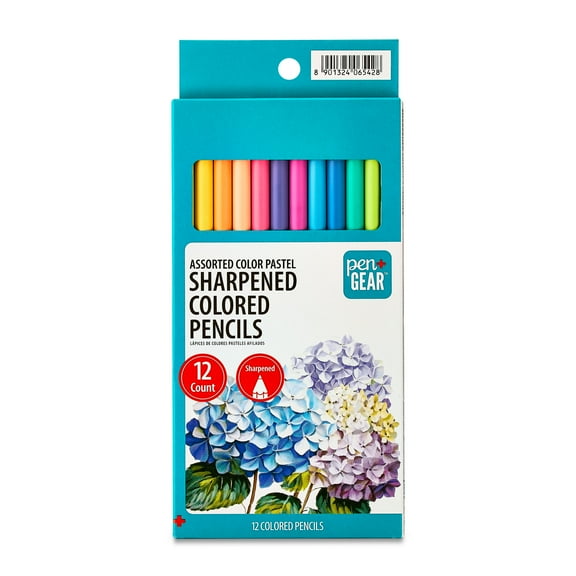 Pen+Gear Sharpened Pastel Colored Pencils, 12 Assorted Pastel Colors, 12 Count