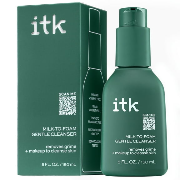 ITK Skincare Face Wash Foaming Gentle Cleanser   Moisture   Makeup Remover, 5oz