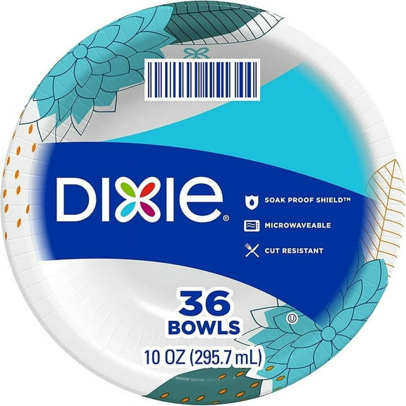 Dixie Everyday Paper Bowls 10 oz Printed Disposable Bowls 36 Bowls - 2 Pack