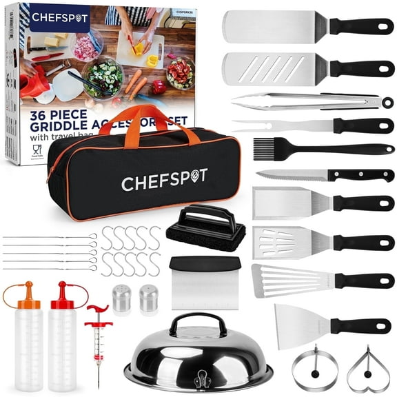 CHEFSPOT 36-Piece Griddle Accessories for Blackstone, BBQ, Flat Top Grilling Spatula Kit