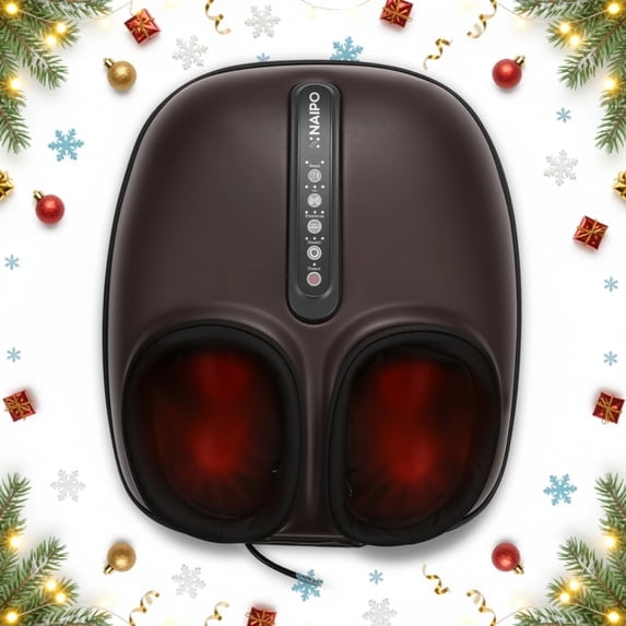 Naipo Foot Massager Machine with Heat, Shiatsu Kneading Delivers Relief for Plantar Fasciitis, Fits up to Men Size 13, Gift