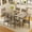 Gray, variant on Aiho 63" 7-Piece Large Dining Table Set, Expandable Modern Kitchen Table Set with 6 Chairs, Suitable for 4-6 People, Retro