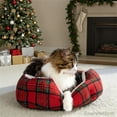 thumbnail image 2 of Vibrant Life Small Cuddler Pet Bed, Red and Black Plaid, 18" x 16", 2 of 12