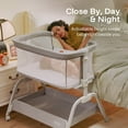 thumbnail image 3 of HARPPA Baby Bassinet Bedside Sleeper, 6 Height Adjustable Baby Bassinet for Infants, Grey, 3 of 13