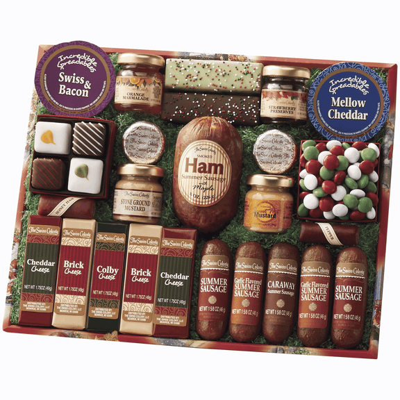 The Swiss Colony 25 Holiday Favorites - Assorted Chocolates, Sausage Meats, Cheese Blocks, and Spreadables
