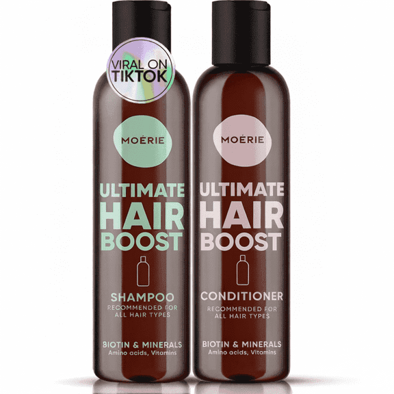 Moerie Shampoo & Conditioner Set – For Fuller-Looking, Healthy-Looking Hair – Nourishing Care with Natural Ingredients – Vegan & Cruelty-Free – 2 Pack (8.45 fl oz Each)