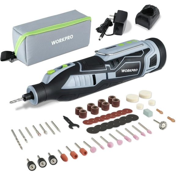 WORKPRO 12V Cordless Rotary Tool Kit, 5 Variable Speeds, Powerful Engraver, Sander, Polisher, 114 Easy Change Accessories, Craft Tool for Handmade and DIY