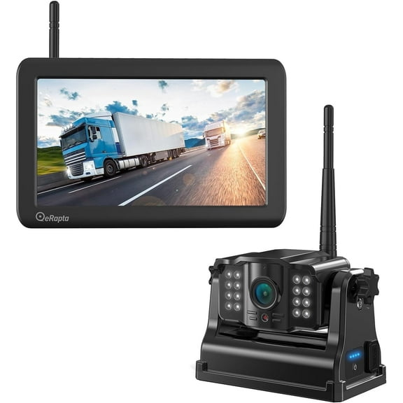 eRapta Wireless Backup Camera 5''Monitor 1080P HD Waterproof Night Vision 2 Min DIY for Car, RV, Trailer, Truck, Camping Vehicle ACT501