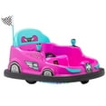 thumbnail image 2 of Kid Trax 6V Bumper Car Ride-On Toy, Pink, 360° Spin with LED Lights, Soft Bumpers, Safety Belt, 2 of 10