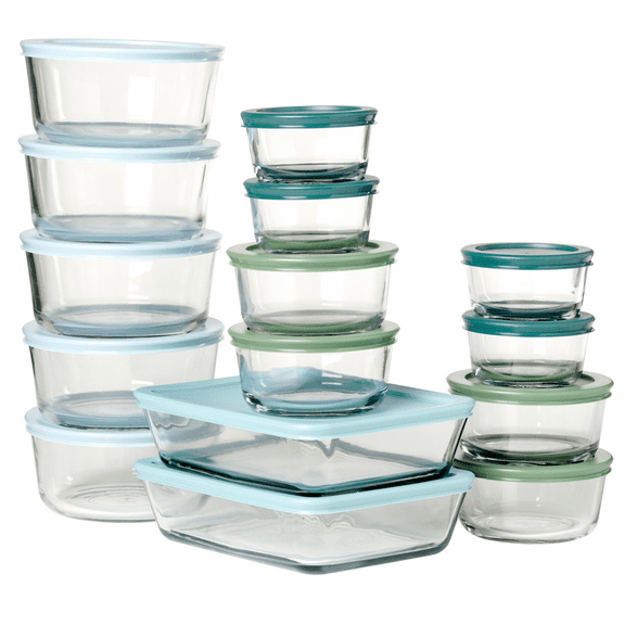 Anchor Hocking 32-Piece Glass Food Storage Containers with Colorful BPA-Free Lids