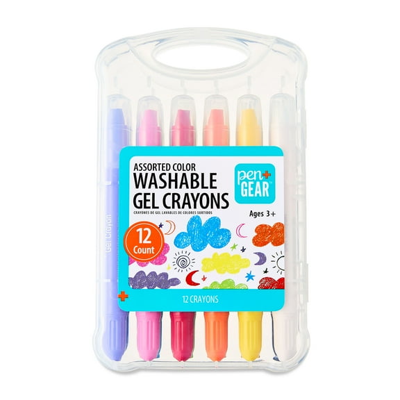 Pen+Gear Assorted Color Washable Gel Crayons, 12 Count