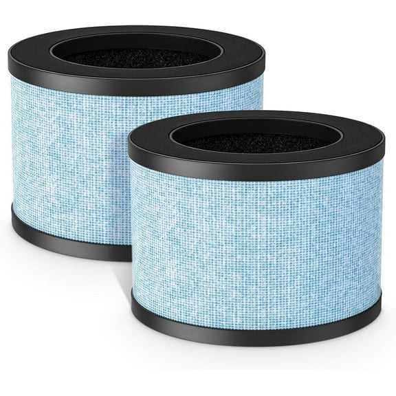 2 Pack MK01 & MK06 True HEPA Replacement Filter, Replacement for AROEVE MK01 & MK06, ToLife TZ-K1, Kloudi DH-JH01 Air Purifier, 4-in-1 Air Filter for Smoke, Odor