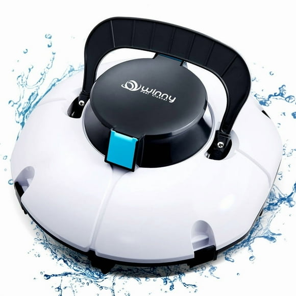 (2025 Upgrade) Cordless Robotic Pool Cleaner, Winny Pool Cleaner Automatic Pool Vacuum with Dual Filters, 80 Mins Runtime, Ideal for Flat Above Pools Up to 645 Sq.Ft (White and Blue)