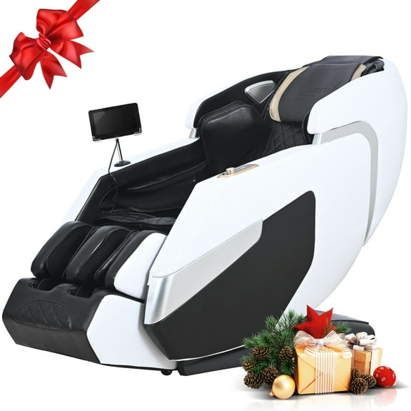 2025 Upgraded Massage Chair Full Body Zero Gravity 4D SL Track Yoga Stretching, AI Voice, White