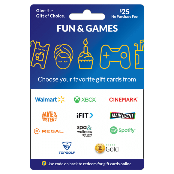 $25 Fun & Games – ChooseYourCard Gift Card 