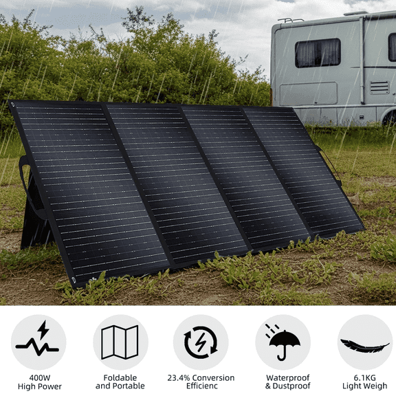 400 Watt Foldable Solar Panel for Power Station, Portable Solar Panel Charger with Adjustable Kickstands Waterproof IP65 for Home, RV, Boat, Outdoor, Camping, off Grid System