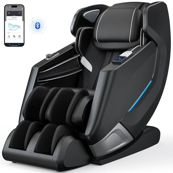 4D Massage Chair, Full Body Zero Gravity Recliner with SL Track, APP Control, Bluetooth,and Electric Calfrest Extension - Black
