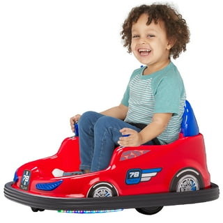 Kid Trax 6V Bumper Car Ride-On Toy, Red, 360° Spin with LED Lights, Soft Bumpers, Safety Belt