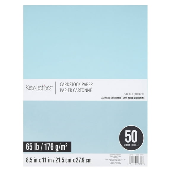 8.5" x 11" Sky Blue Cardstock Paper by Recollections - Acid and Lignin Free Paper for Scrapbooks - Arts & Crafts - 50 Sheets