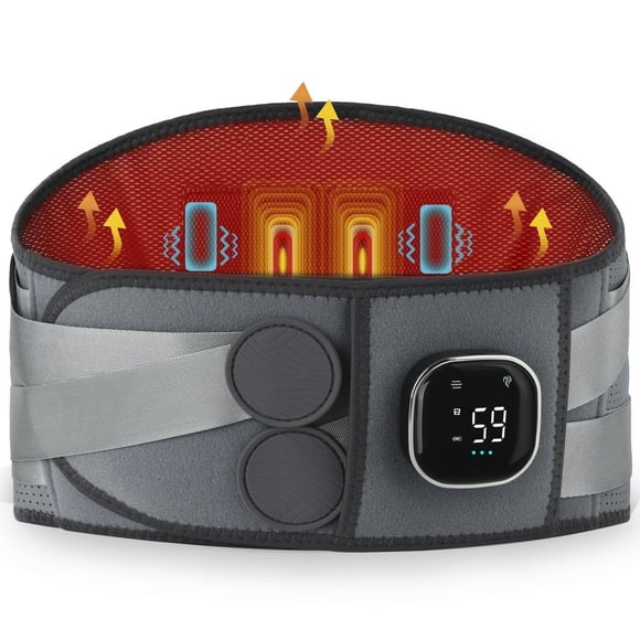 ALLJOY Cordless Heating Pad for Back, 60" Lower Back Massager, Heated Back Support Brace with 3 Heating Levels and 5 Vibration Modes