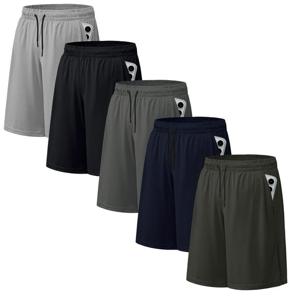 ASUDESIRE 5 Pack Men's Athletic Shorts Mesh Workout Gym Activewear Basketball Shorts 8" Inseam With Pockets