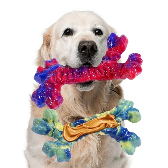 Aelflane 2 Pack Dog Toys for Aggressive Chewers,Dog Chew Toys,Boredom and Stimulating Best Dog Toys for Medium/Large Breed,Tough Almost Indestructible Dog Bones for Teeth Cleaning and Training