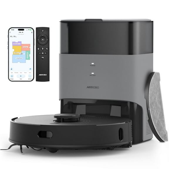 AIRROBO L40+ Robot Vacuum Cleaner and Mop Combo - 60-Day Self-Empty Bin, 180 Min Runtime, App and Voice Control