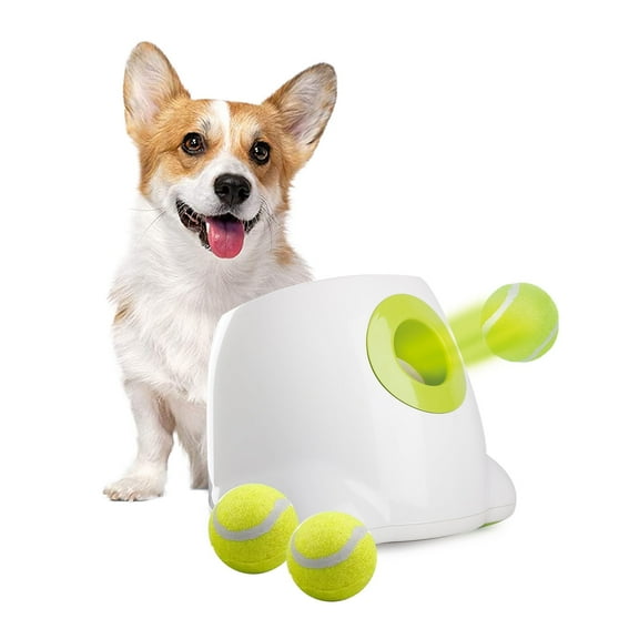 All For Paws Automatic Tennis Ball Launcher for Small to Medium Sized Dogs, 3 Balls Included, Mini