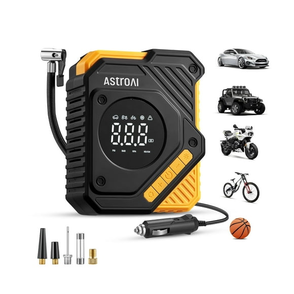 AstroAI Tire Inflator Air Compressor 12V DC, Digital Pressure Gauge Car Tire Pump 150 PSI, Auto Shutoff, Electric Air Pump for Car Tires, Bicycles, Other Inflatables, for Gift