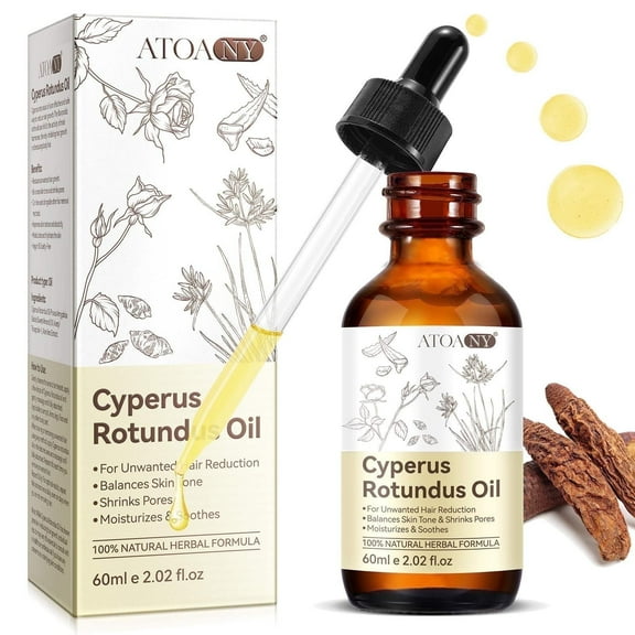 Atoany 100% Pure & Natural Cyperus Rotundus Oil, Gentle Reduces Unwanted Hair, Compatible with Other Hair Removal Methods, Nourishes & Soothes Skin, Suitable for All Skin Types, 60ml