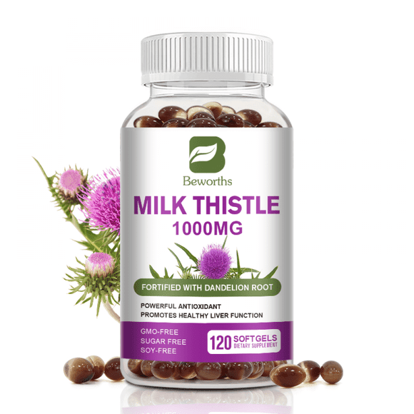 BEWORTHS Milk Thistle 1000mg, Herbal Health Supplement, Supports Liver Health, Rapid Release Softgels, 120 Ct