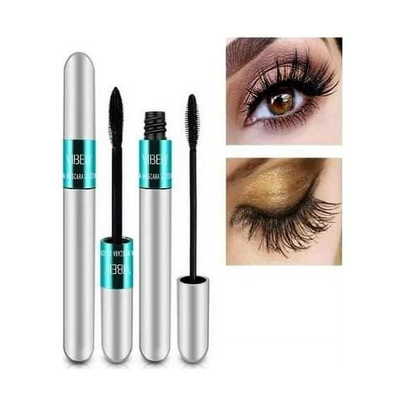 BINGTAOHU 2 in 1 Vibely Mascara 5x Longer Waterproof Lash Cosmetics Natural Lengthening and Thickening Effect No Clumping Superstrong Magic 4d Silk Fiber Mascara Makeup
