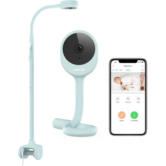 NETVUE Peekababy Baby Camera Monitor, Wireless Baby Monitor with Camera & Audio, 4-in-1 Crib Mount, Smart App, Sleep Analysis & Two-Way Talk