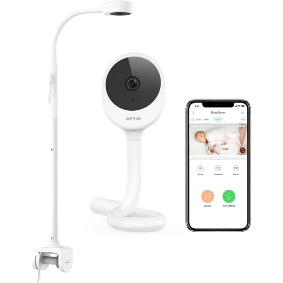 NETVUE Peekababy Baby Camera Monitor, Wireless Baby Monitor with Camera & Audio, 4-in-1 Crib Mount, Smart App, Sleep Analysis & Two-Way Talk