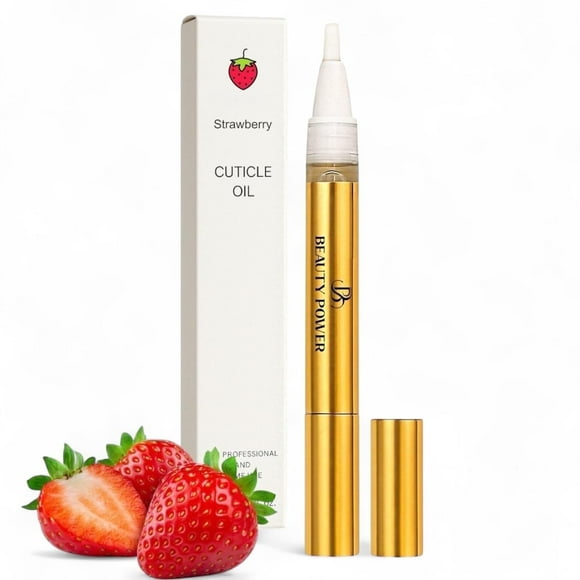 Beauty Power Cuticle Oil Pen - Strawberry Scent, Vitamin E Nail Strengthener and Growth Serum for Nail Care, Nourishing and Hydrating Formula for Healthier, Stronger Nails