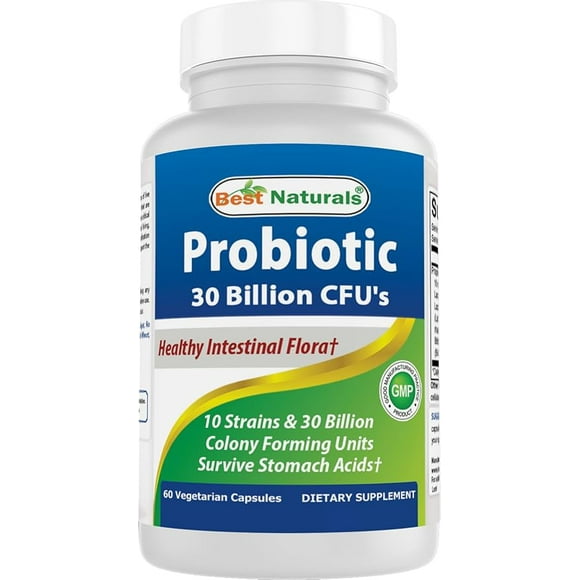 Best Naturals Probiotic 10 Strains & 30 Billion CFU Intestinal Flora 60 Vegetarian Capsules | Shelf Stable probiotic