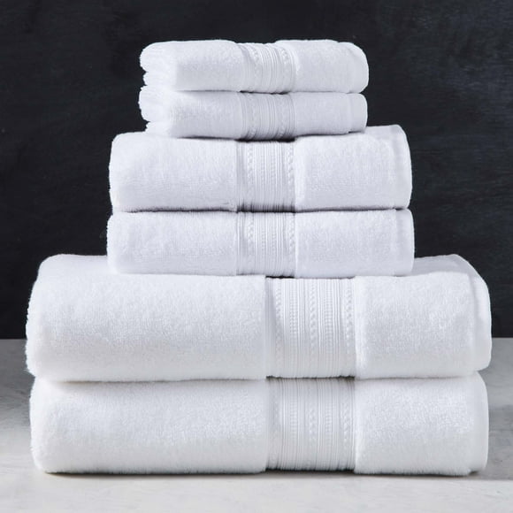 Better Homes & Gardens Signature Soft Solid Cotton 6 Piece Bath Towel Set,Arctic White