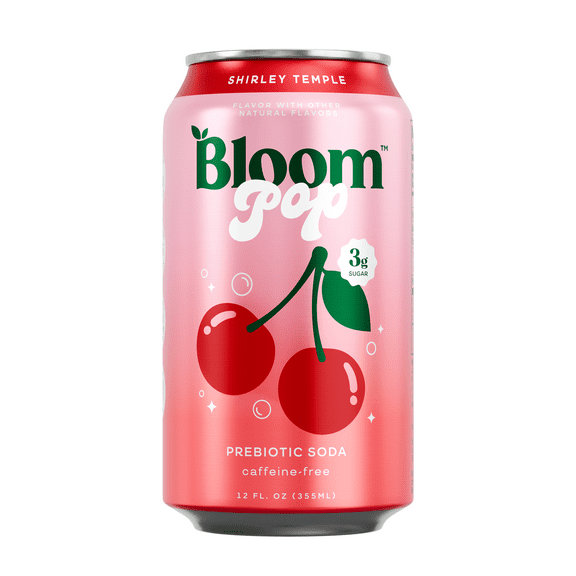 Bloom Nutrition Pop Prebiotic Soda, Shirley Temple, 12 fl oz Can