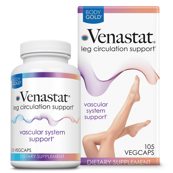 Body Gold Venastat Leg Vein Health, Circulation Support, Horse Chestnut, Diosmin, 105 Capsules, 52 Servings (105 CT)