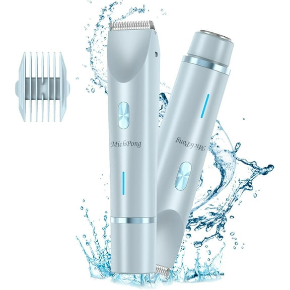 MichPong Woman Electric Razor, Dual-Head Shaver for Face Bikini Trimmer, Rechargeable Wet Dry Use