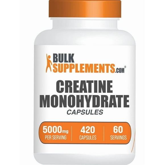 BulkSupplements Creatine Monohydrate Capsules - Creatine Supplement - Gluten Free, 7 Capsules per Serving (5000mg), 420 Count