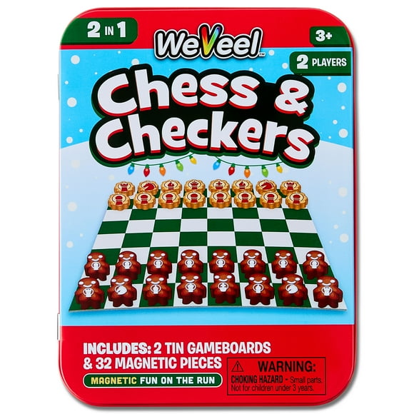 Scentos Magnetic Checkers & Chess Holiday Tin Game