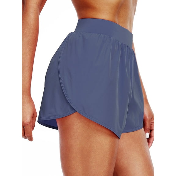 Cadmus Womens Athletic Running Shorts Lightweight High Split Comfy Liner for Gym Workout Track,1 Pack,Light Navy ,S