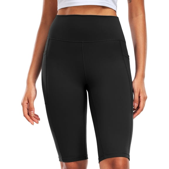 Cadmus Biker Yoga Shorts 12" Inseam with Pockets for Women,High Waisted Athletic Running Workout Gym Shorts